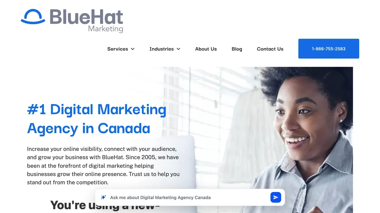 Screenshot of BlueHat Marketing website
