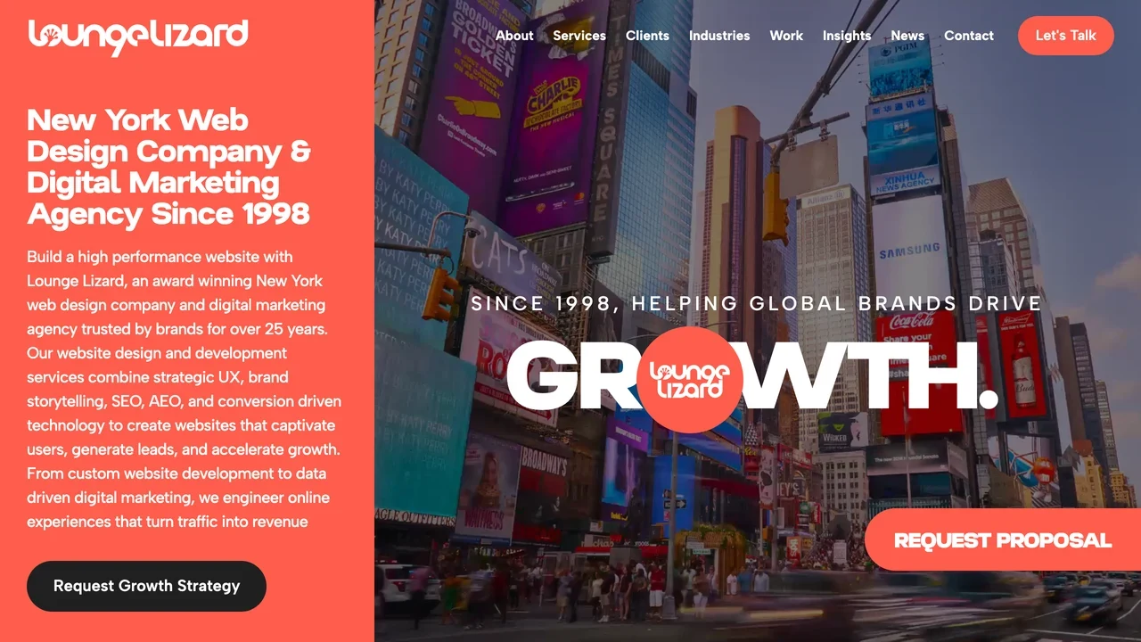 Screenshot of Lounge Lizard website