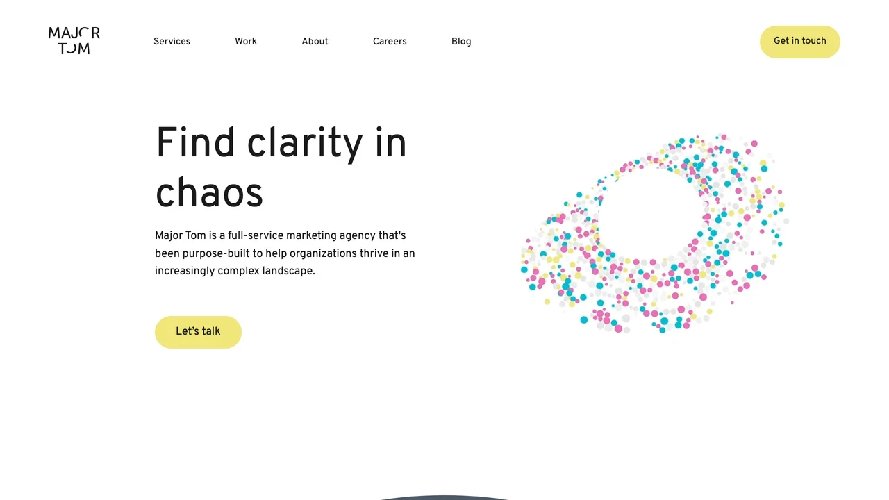 Screenshot of Major Tom website