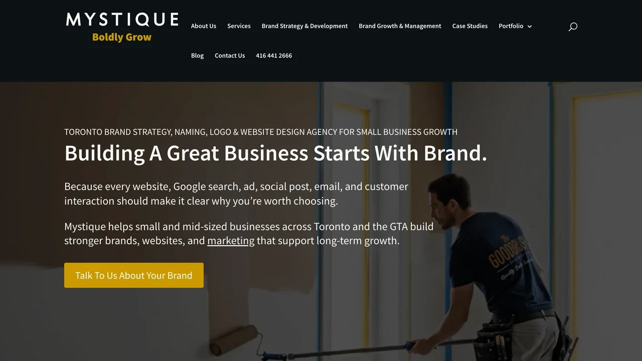 Screenshot of Mystique Brand Communications website