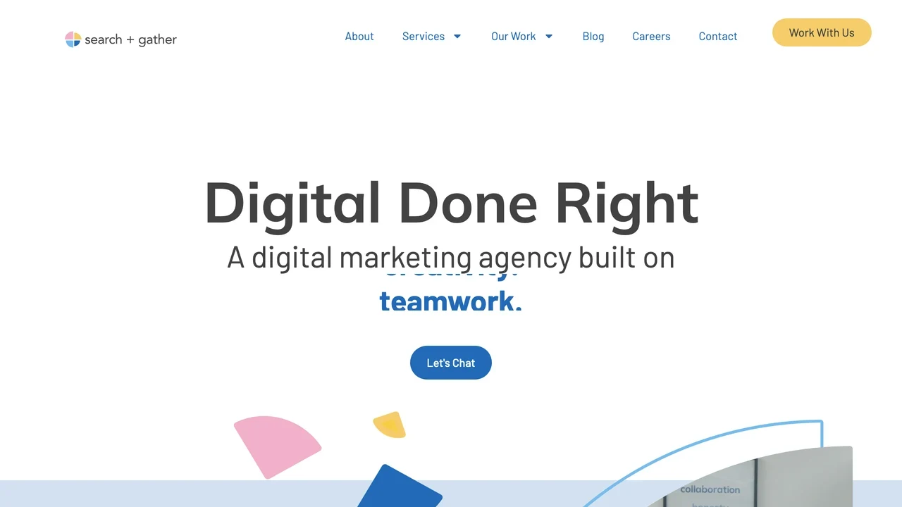Screenshot of Search + Gather website