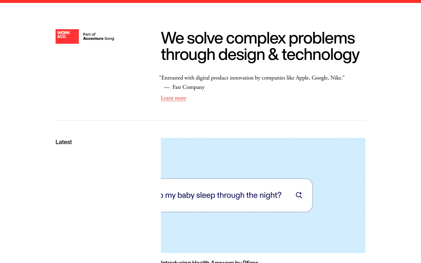 Screenshot of Work & Co website